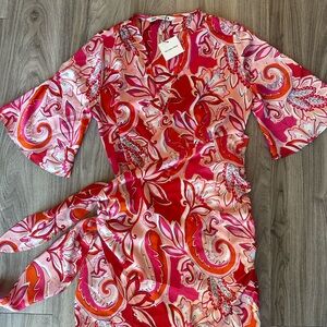 NWT Zara The Carla Satin Crepe RED PRINTED MINI DRESS 3198/048